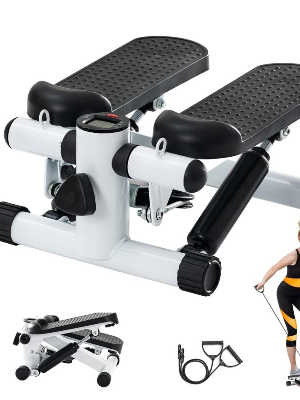 NEW Mini Stepper with Resistance Band, Portable Stair Stepper